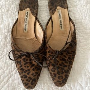 Manolo Blahnik Leopard Ballerina Flat Mule size 38.5